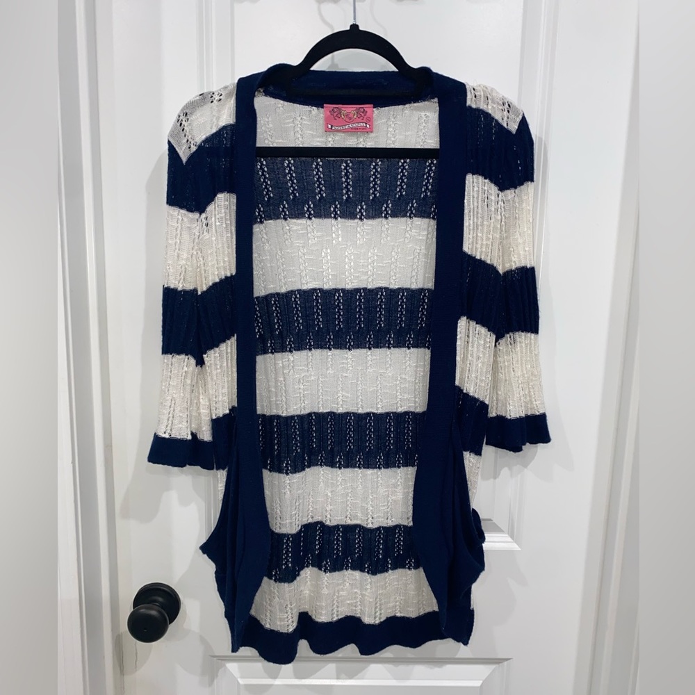 Navy and white striped cover